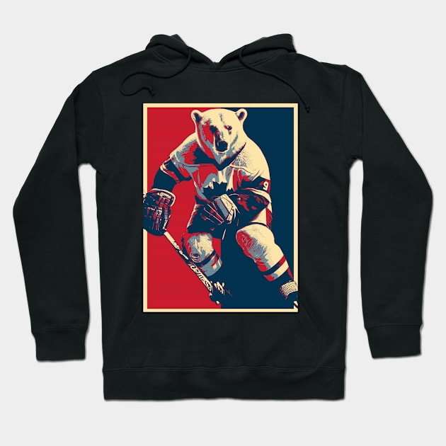 Polar Bear Ice Hockey Player HOPE Hoodie by DesignArchitect